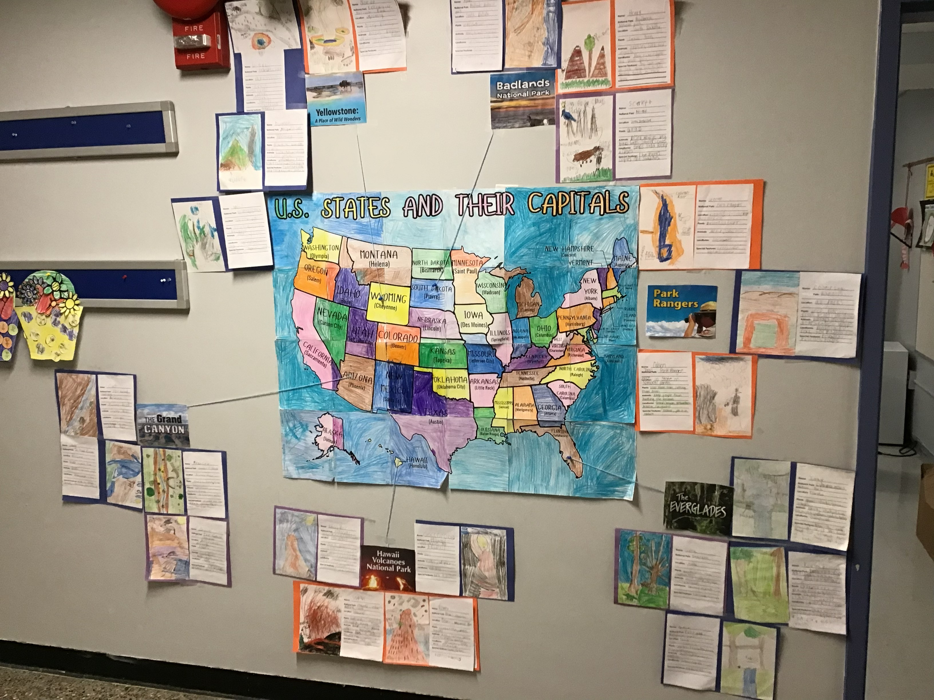 Second graders created murals about the US